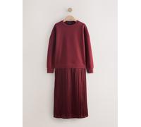 Next Sweat-shirt 2en1 avec jupe mi-longue en satin Rouge bordeaux L Coupe standard (EU 44-46)
