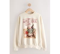 Next Sweat-shirt graphique à motif cidre Apple automnal crème S Petite (FR 38-40)