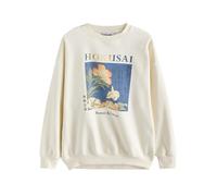 Next Sweat-shirt 'Hokusai' écru / bleu / orange, Taille XL