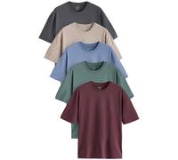 Next T-Shirt beige / bleu / gris foncé / émeraude / cyclamen, Taille 4XL