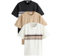 Next T-Shirt beige / gris chiné / noir / blanc, Taille L