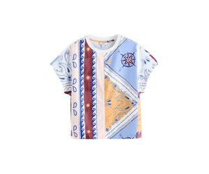 Next T-shirt bleu clair / jaune / rose / rouge carmin, Taille XL