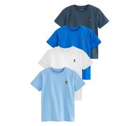 NEXT Garçon T-Shirt à Manches Courtes et cerf brodé, Lot de 4 Bleu 16 Ans