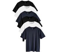 NEXT Homme T-Shirt en Coton Essential Coupe Standard, Lot de 6 Blanc/Noir/Marine S