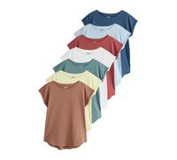 Next T-shirt bleu marine / turquoise / bleu clair / marron châtaigne / jaune clair / rouge / blanc, Taille L