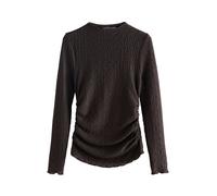 Next Chocolate Brown Textured High Neck Long Sleeve Top