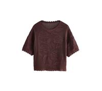 Next Chocolate Brown Floral Crochet Short Sleeve Crew Neck T-Shirt