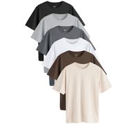 Next T-Shirt crème / marron / gris clair / gris foncé / noir / blanc, Taille XXXL