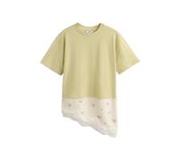 Next Sage Green Floral Satin Lace Trim Short Sleeve T-Shirt