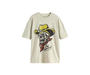 Next T-Shirt 'Edit Def Leppard' écru / roseau / melon / noir, Taille M