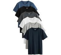 NEXT T-Shirt en Coton Essential Coupe Standard, Lot de 6 Noir/Ardoise/Gris Marl/Blanc/Marine/Bleu XXL