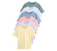 NEXT T-Shirt en Coton Essential Coupe Standard, Lot de 6 Pastels White/Blue/Green/Pink/Yellow/Lilac Purple XL