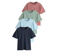 NEXT, T-Shirt Épais pour Homme à Col Ras du Cou, 100% Coton, Lot de 4 x