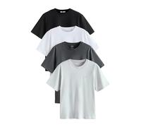 NEXT, T-Shirt Épais pour Homme à Col Ras du Cou, 100% Coton, Lot de 4 x