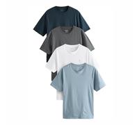 NEXT, T-Shirt Épais pour Homme à Col Ras du Cou, 100% Coton, Lot de 4 x T-Shirts pour Homme Bleu/Marine/Blanc/Acier XL