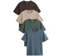 NEXT, T-Shirt Épais pour Homme à Col Ras du Cou, 100% Coton, Lot de 4 x T-Shirts pour Homme Blue/Green/Neutral/Brown M