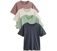 NEXT, T-Shirt Épais pour Homme à Col Ras du Cou, 100% Coton, Lot de 4 x T-Shirts pour Homme Grey/Pink/Ecru/Green L