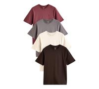 NEXT, T-Shirt Épais pour Homme à Col Ras du Cou, 100% Coton, Lot de 4 x T-Shirts pour Homme Marron/Crème/Rouille/Neutre L