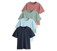 Next, T-Shirt Épais pour Homme à Col Ras du Cou, 100% Coton, Lot de 4 x T-Shirts pour Homme Navy/Blue/Pink/Green L