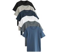 Next T-Shirt 'Essential' bleu marine / bleu fumé / gentiane / gris chiné / noir / blanc, Taille 4XL