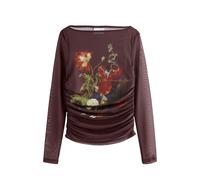 Next T-shirt 'Kew' crème / chocolat / olive / rouge, Taille L