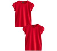 Next Fille T-Shirt 100% Coton à Manches Bouffantes, Lot de 2 Rouge 16 Ans
