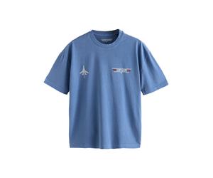 Next T-Shirt 'TV And Film' bleu marine / rouge clair / blanc, Taille L