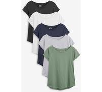 NEXT Femme T-Shirt à Mancherons, Lot de 5 Gris/Blanc/Noir/Bleu Marine/Vert Kaki 54