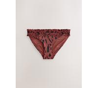 Next Tan Brown Animal Shirred High Leg Bikini Bottoms
