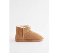 Next Tan Brown Faux Fur Lined Suede Slipper Boots