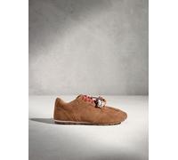 Next Tan Brown N. Premium Leather Slim Sole Charm Lace Up Trainers