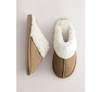 Next Tan Brown Rib Suede Mule Slippers