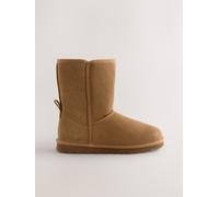 Next Tan Brown Suede Faux Fur Lined Midi Boots