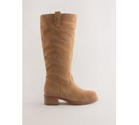 Next Tan Brown Suede Forever Comfort Knee High Pull On Boots