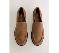 Next Tan Brown Suede Round Toe Clean Loafers Tan Brown 3.5 EU 36