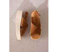 Next Tan Brown Suede Signature Cross Strap Chunky Flatform Sandals