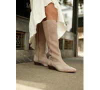 Next Taupe Brown Suede Leather Mix Forever Comfort Knee High Contrast Western Boots