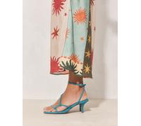 Next Teal Blue Forever Comfort Leather Strappy Heeled Sandals