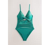Next Teal Blue Metallic Cutout Tummy Control Padded Swimsuit
