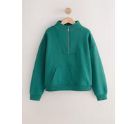 Next Teal Blue Relaxed Fit Heavyweight Cotton Rich Jersey Zip Neck Sweatshirt