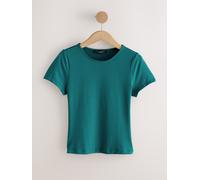 Next Teal Blue Soft Touch Slinky Nylon Crew Neck Short Sleeve Top