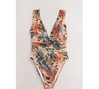 Next Teal/Pink Metallic Animal Plunge Tummy Control Swimsuit