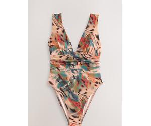 Next Teal/Pink Metallic Animal Plunge Tummy Control Swimsuit