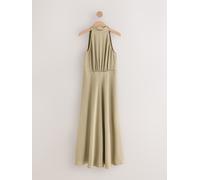 Next Texture Satin Licol Sans manches Mi-long Robe Champagne doré EU 40 Tall (UK 12 T)