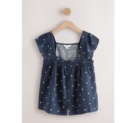 next Top à manches papillon et boutons sur le devant en lin bleu FR 36 (EU 34)