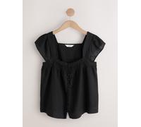 next Top à manches papillon et boutons sur le devant en lin Noir FR 36 Petite (EU 34 P)