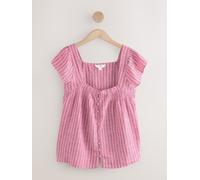 next Top à manches papillon et boutons sur le devant en lin Rose FR 48 Petite (EU 46 P)