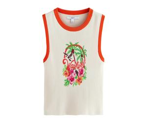 Next Tops en tricot écru / vert gazon / rose / rouge orangé, Taille 4XL-5XL