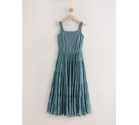 Next Washed Blue Sleeveless Square Neck Ribbed Midi Dress Washed Blue EU 54 Regular (UK 26 R)