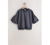 Next Washed Charcoal Grey Puff Sleeve Short Sleeve Sweat Top